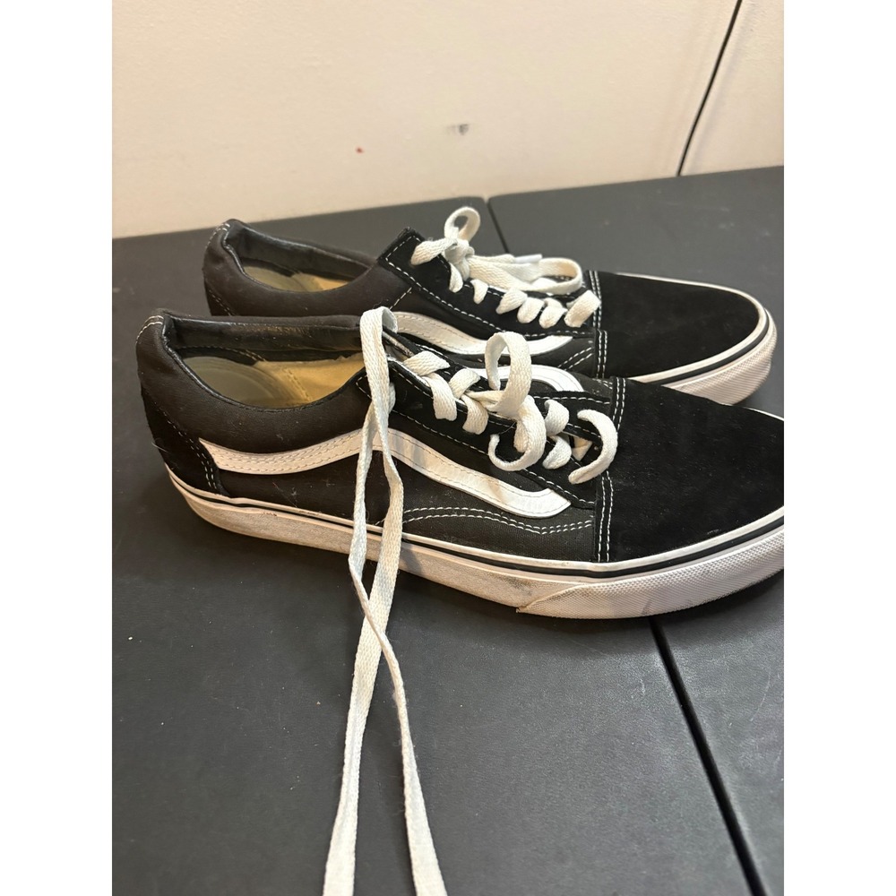 Vans‎ Old Skool Black White Suede Canvas Skate Shoes Mens 7.5 Womens 9 Low Top